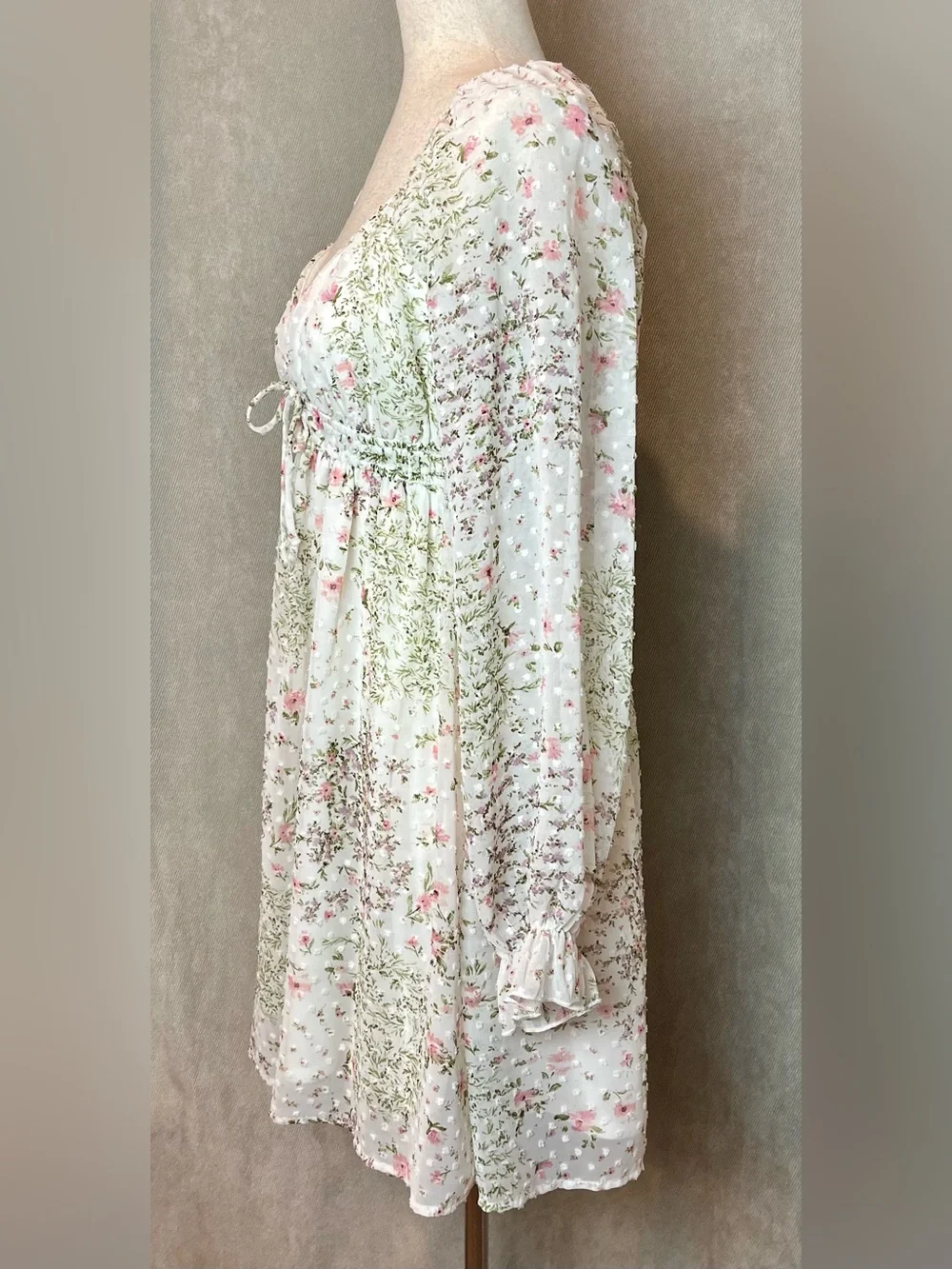 Thirty Thirty LA Floral Swiss Dot Babydoll Dress large
